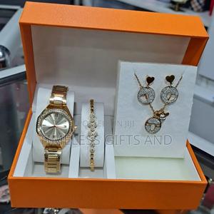 Rosegold Watch Bracelet Necklace Earrings Gift Package