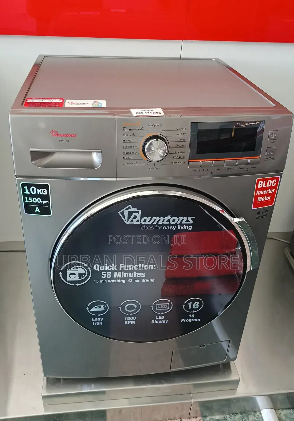 Ramtons Rw/160 – 10kg Washer + 6kg Dryer (Dark Silver)
