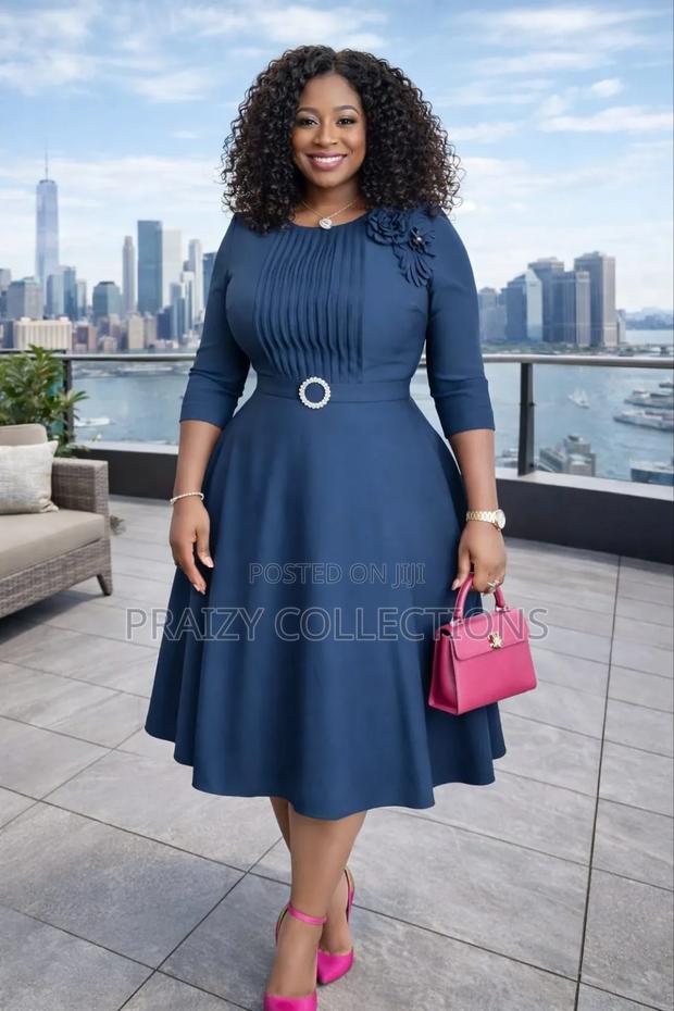 Cute Skater Dress With a Pleated Frontal Design - thumbnail 2