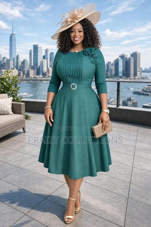 Cute Skater Dress With a Pleated Frontal Design - thumbnail 4