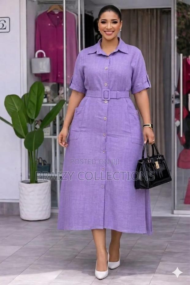 Pure Linen Buttoned Dress