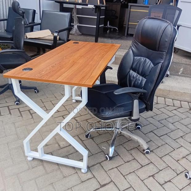 Leather Office Chair and Computer Table