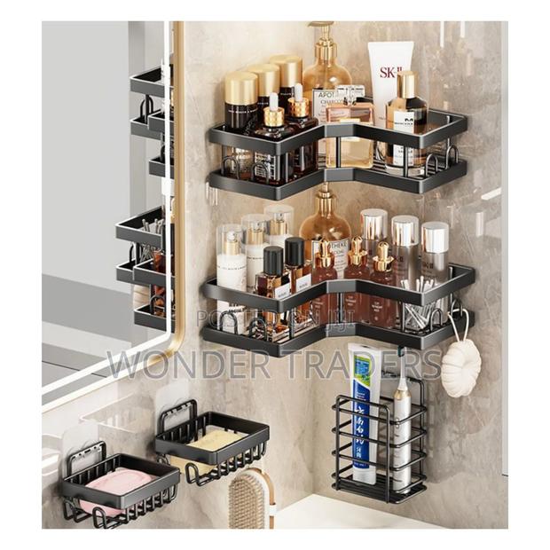 *Multipurpose 5pcs Set Rectangular and Corner Shower Caddy Shelf