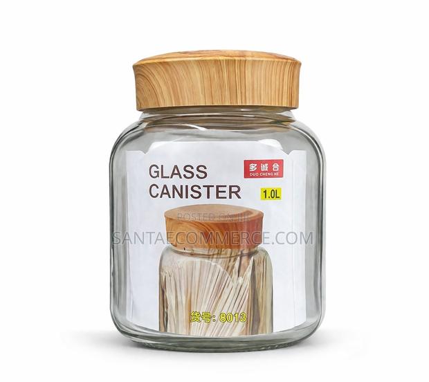 Glass Canister With Wood Lid