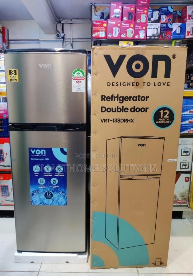 Von VRT-138drhx Double Door Fridge 138l - Inox by Von