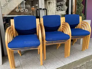 Office Chair; Blue Beech Framed Reception Chair With Arms
