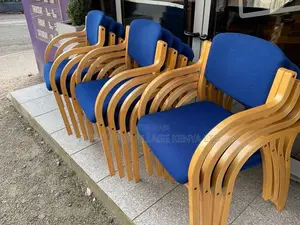 Office Chair; Blue Beech Framed Reception Chair With Arms