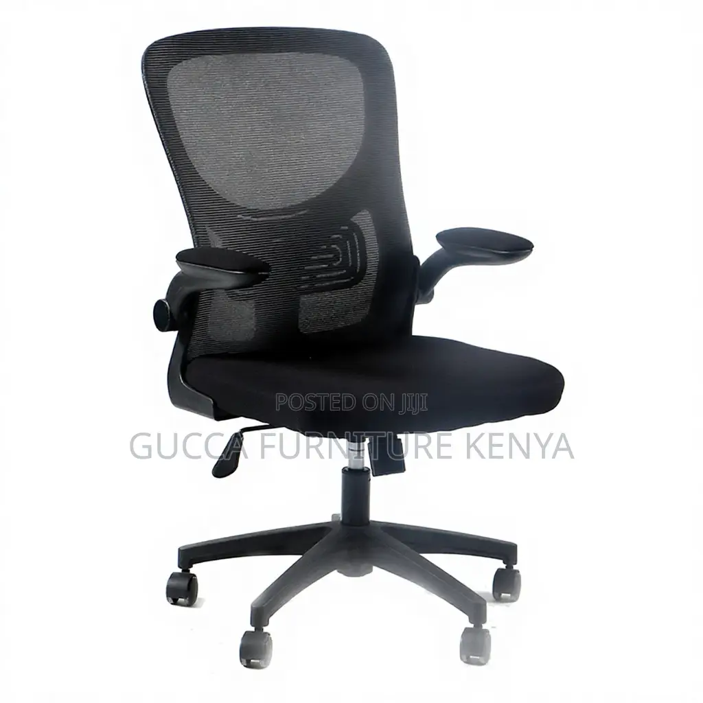 Orthopedic Mid-Back Swivel Chair With Flip Armrest