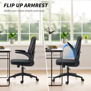 Orthopedic Mid-Back Swivel Chair With Flip Armrest