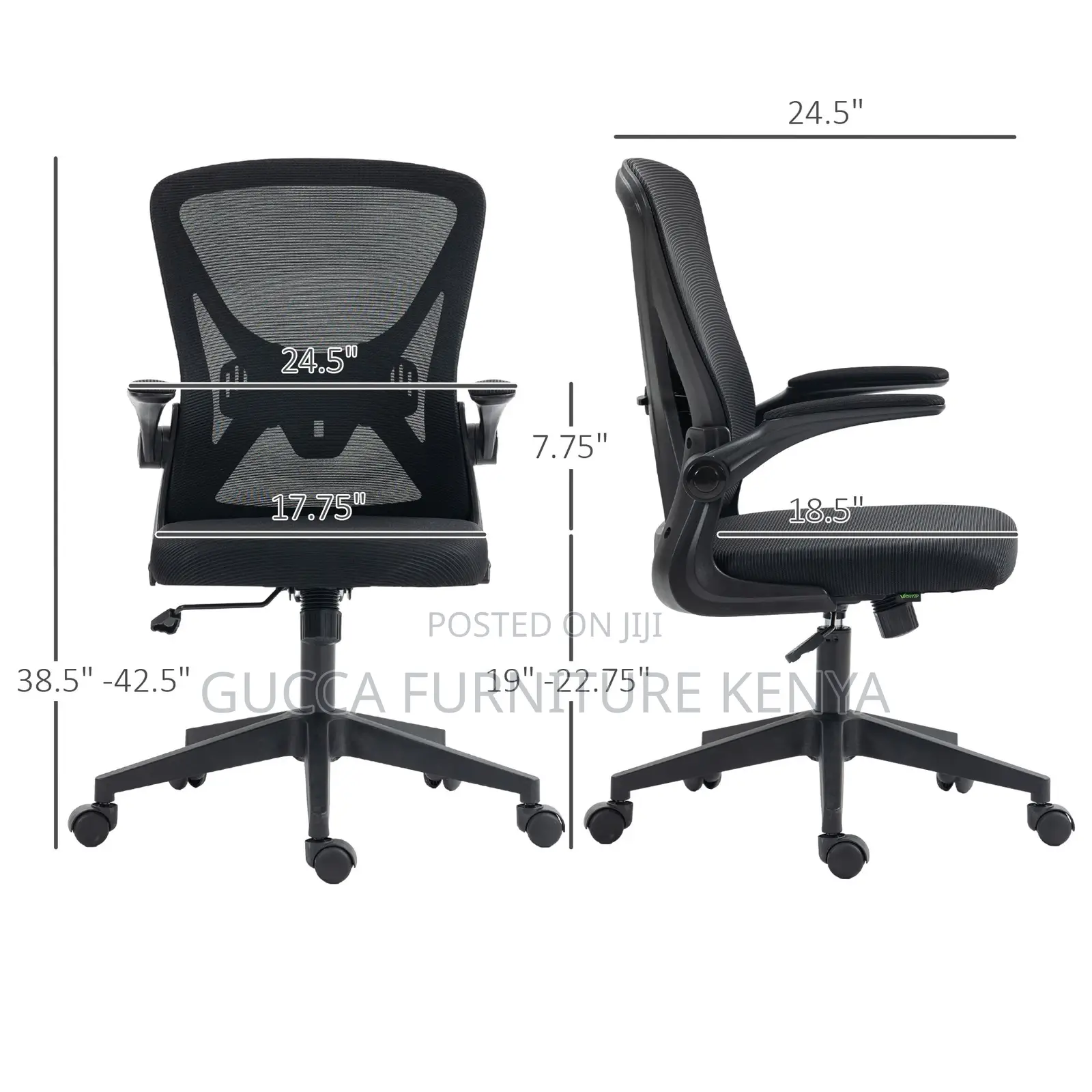 Orthopedic Mid-Back Swivel Chair With Flip Armrest