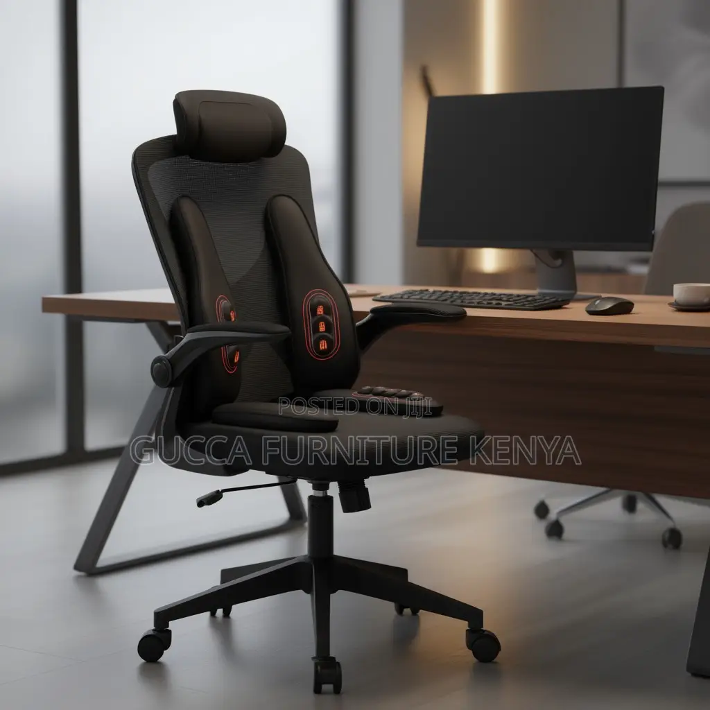 Orthopedic Mid-Back Swivel Chair With Flip Armrest