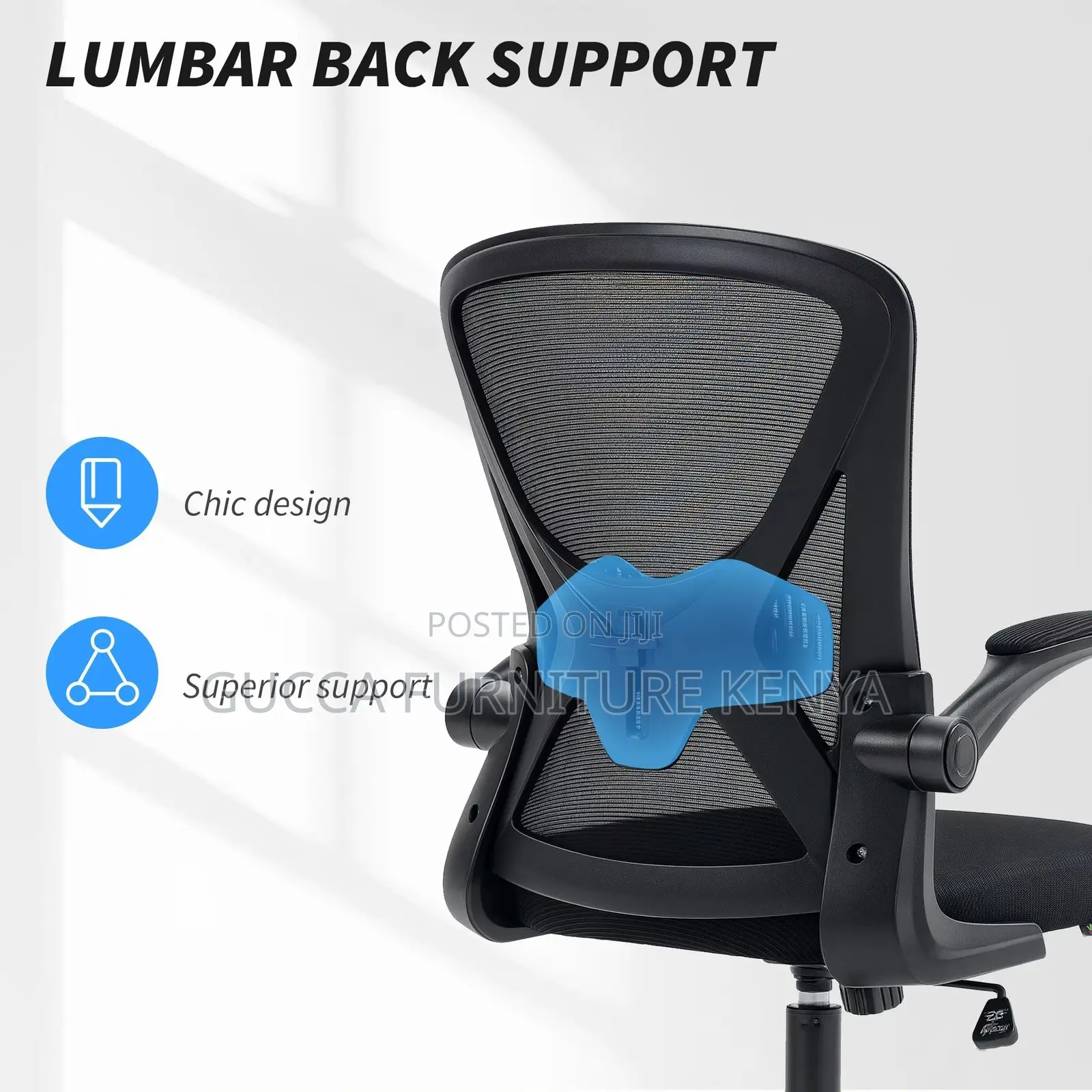 Orthopedic Mid-Back Swivel Chair With Flip Armrest