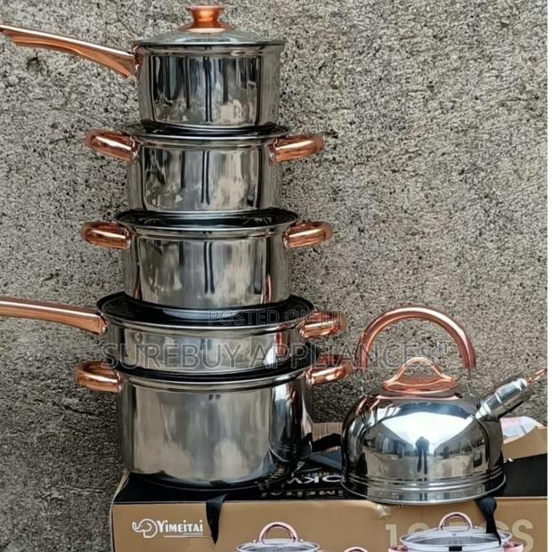 Yimeitai 12pcs Stainless Steel Cooking Pots Set Durable Heavy Duty