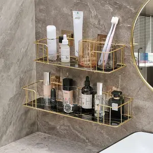 Luxury Bathroom Shelf With Mable Glass Plate*