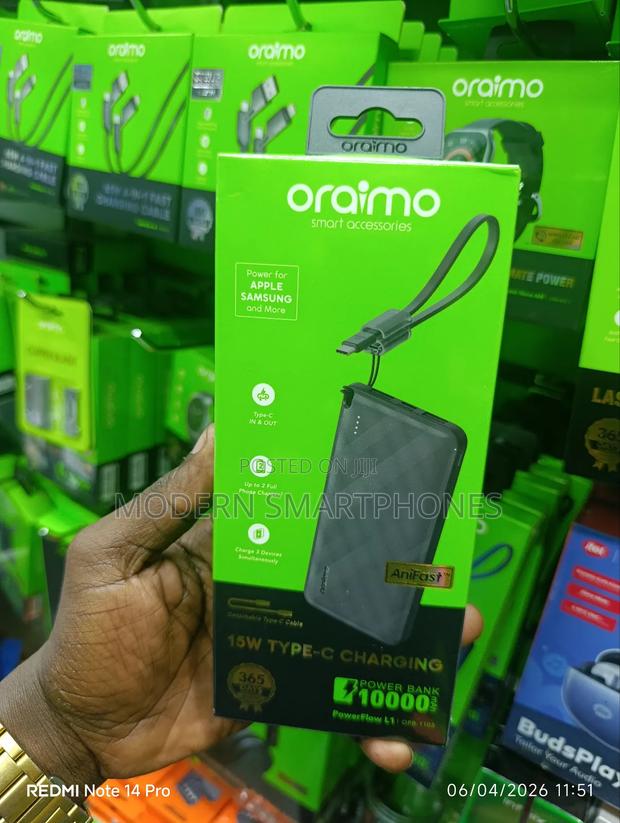 Oraimo 10000mah Power Bank Efficient Slim Powerflow L1