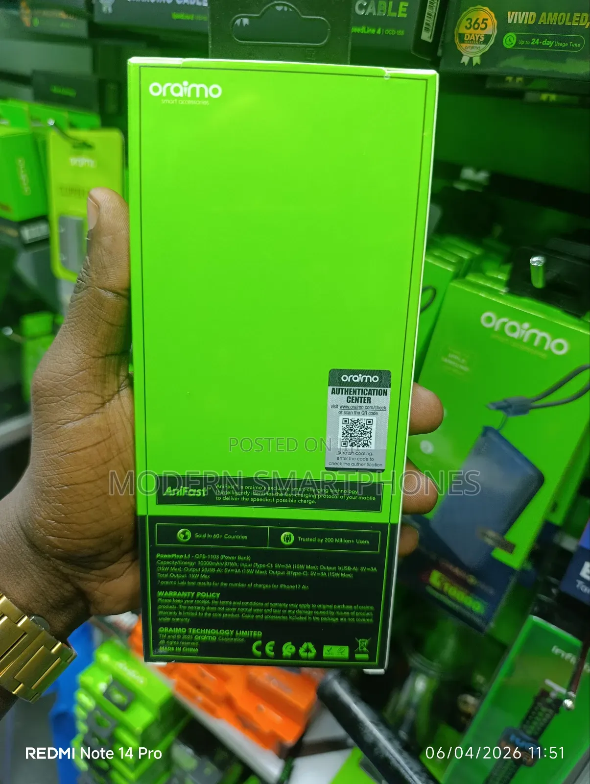 Oraimo 10000mah Power Bank Efficient Slim Powerflow L1