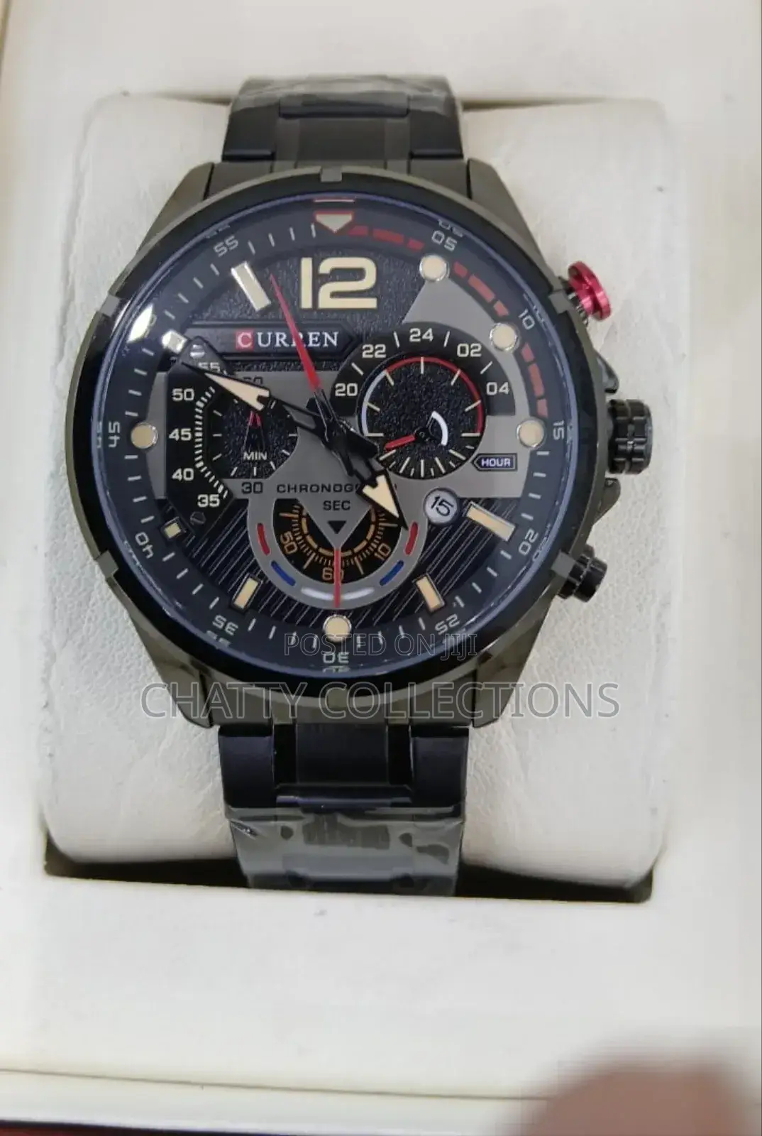 Black Curren Gents Watches With Luminous Effect