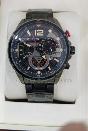 Black Curren Gents Watches With Luminous Effect
