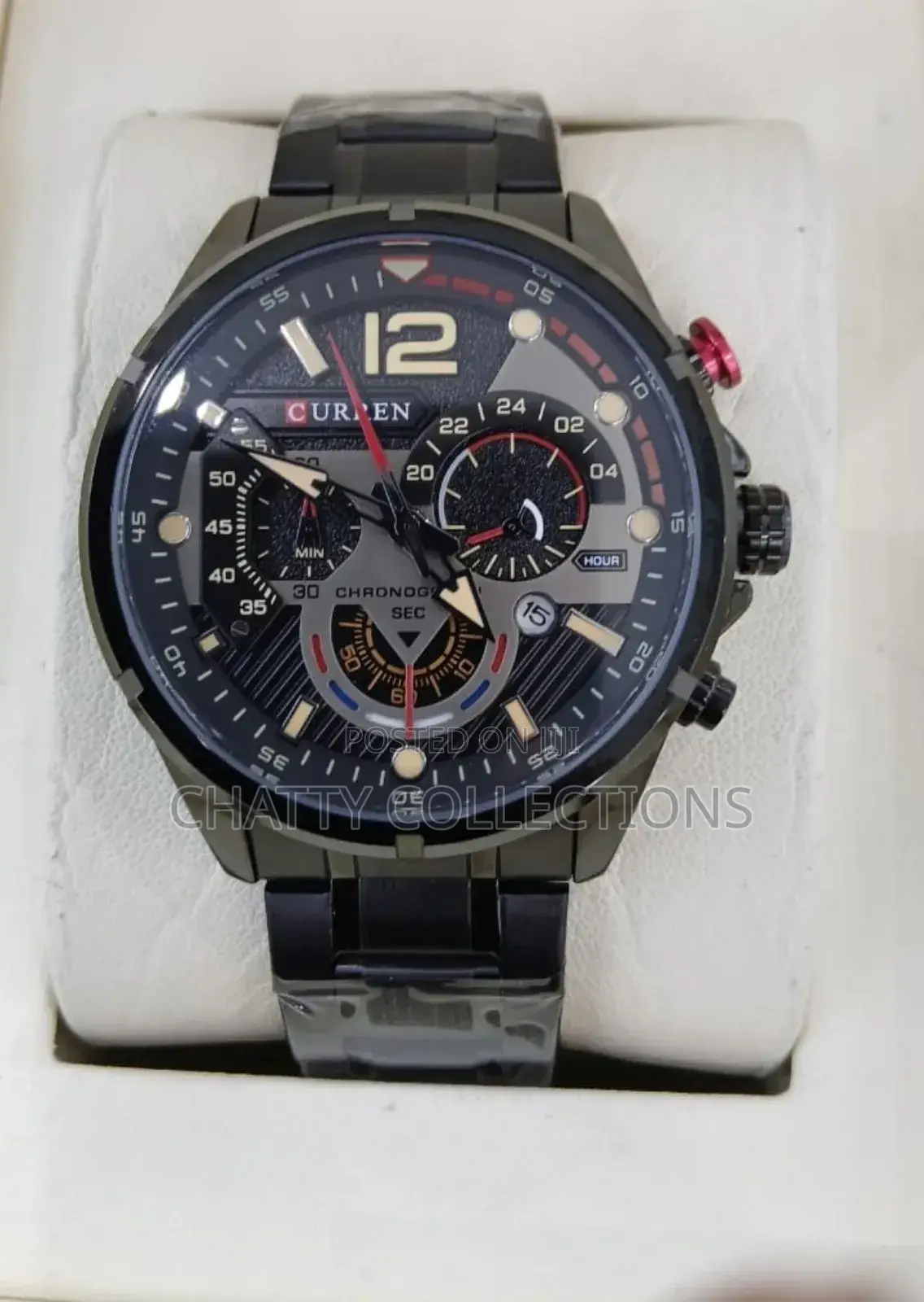 Black Curren Gents Watches With Luminous Effect