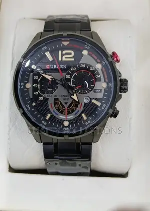 Black Curren Gents Watches With Luminous Effect