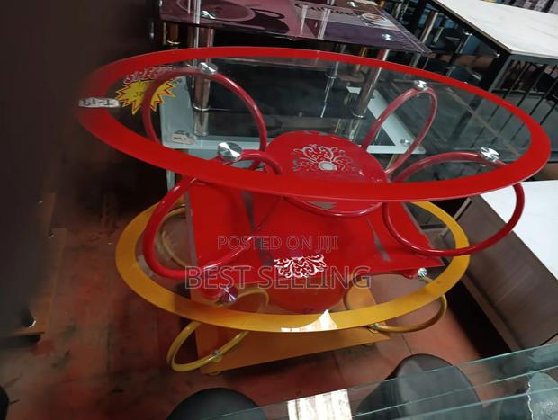 Red Oval Glass Coffee Table - main view