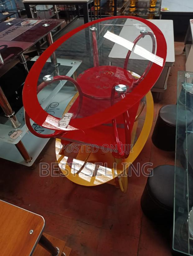 Red Oval Glass Coffee Table - thumbnail 2