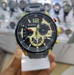 Black and Gold Curren Gents Watches With Luminous Effect
