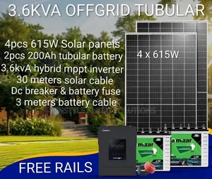 3.6kva -(2) 220ah Tubular Batteries - (4)615w Bifacial Solar Package