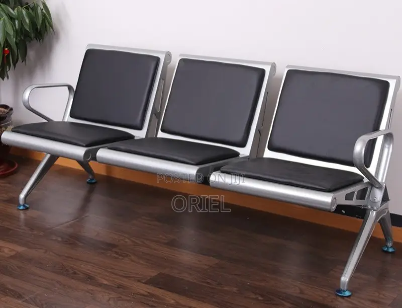 Office Bench : 3-Seater Padded Office Reception Ideal Waiting Bench