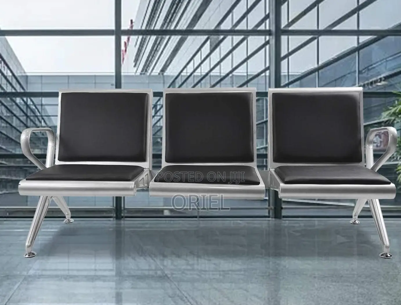 Office Bench : 3-Seater Padded Office Reception Ideal Waiting Bench