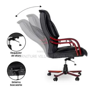 Office Chair ; Adjustable Executive Chair Black Leather