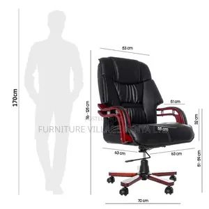 Office Chair ; Adjustable Executive Chair Black Leather