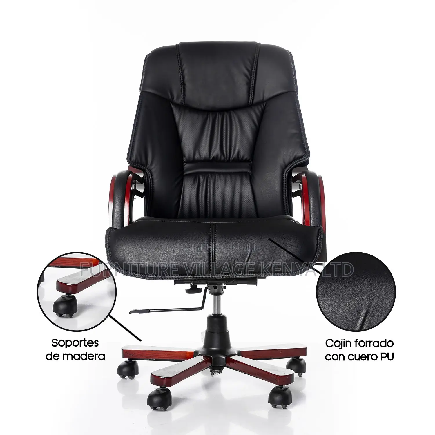 Office Chair ; Adjustable Executive Chair Black Leather