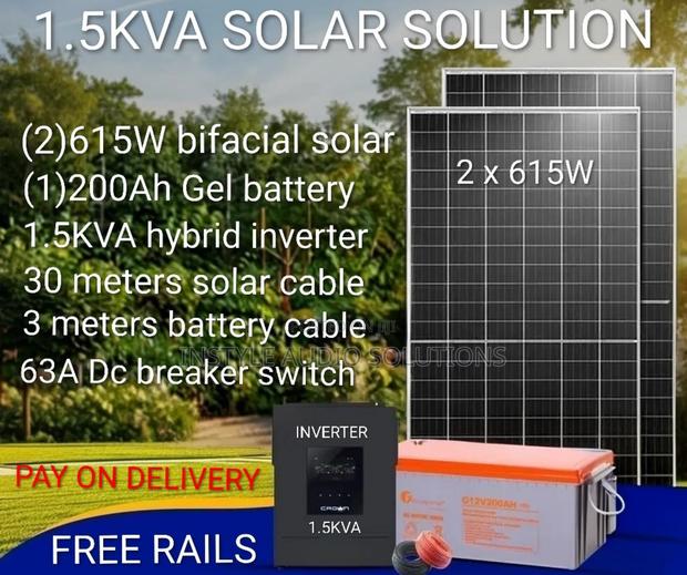 1.5kva Offgrid -(1)200ah Gel Battery -(2)615w Bifacial Solar Package