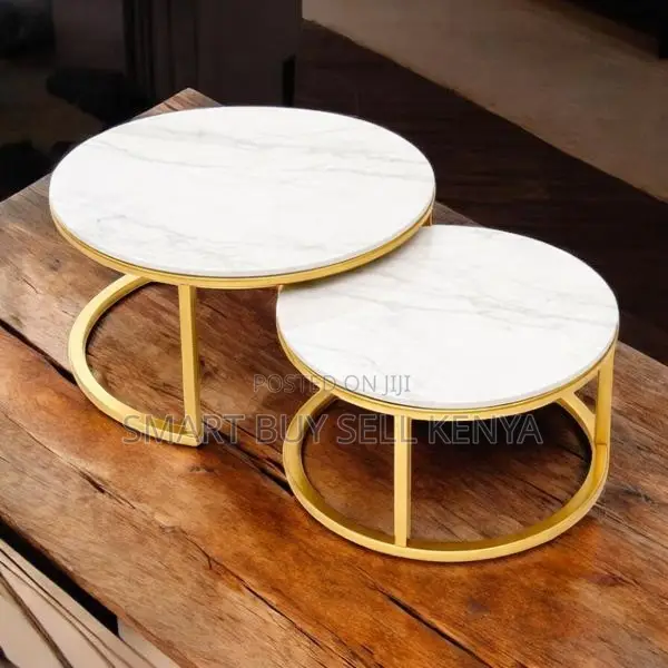 Luxury Round Circular Marble Nesting Coffee Tables 2 Pieces