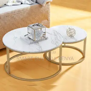 Luxury 2 Piece Round Marble Nesting Coffee Tables