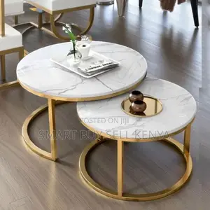 Round Circular Design Marble Nesting Coffee Table Set