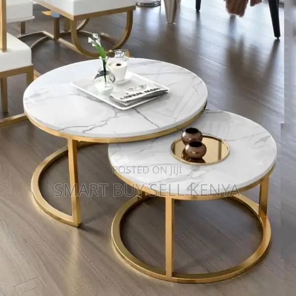 Round Circular Design Marble Nesting Coffee Table Set