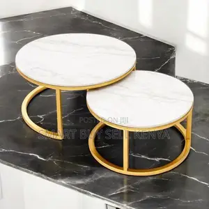 Round Circular Marble Coffee Tables 2 Piece Nesting Set