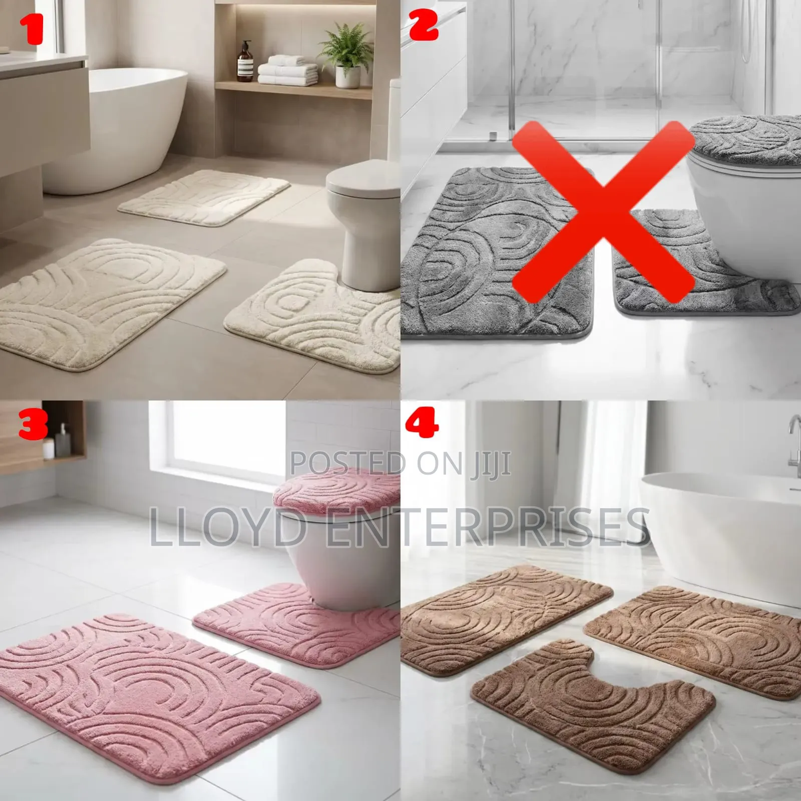 3pcs Bathroom Mats