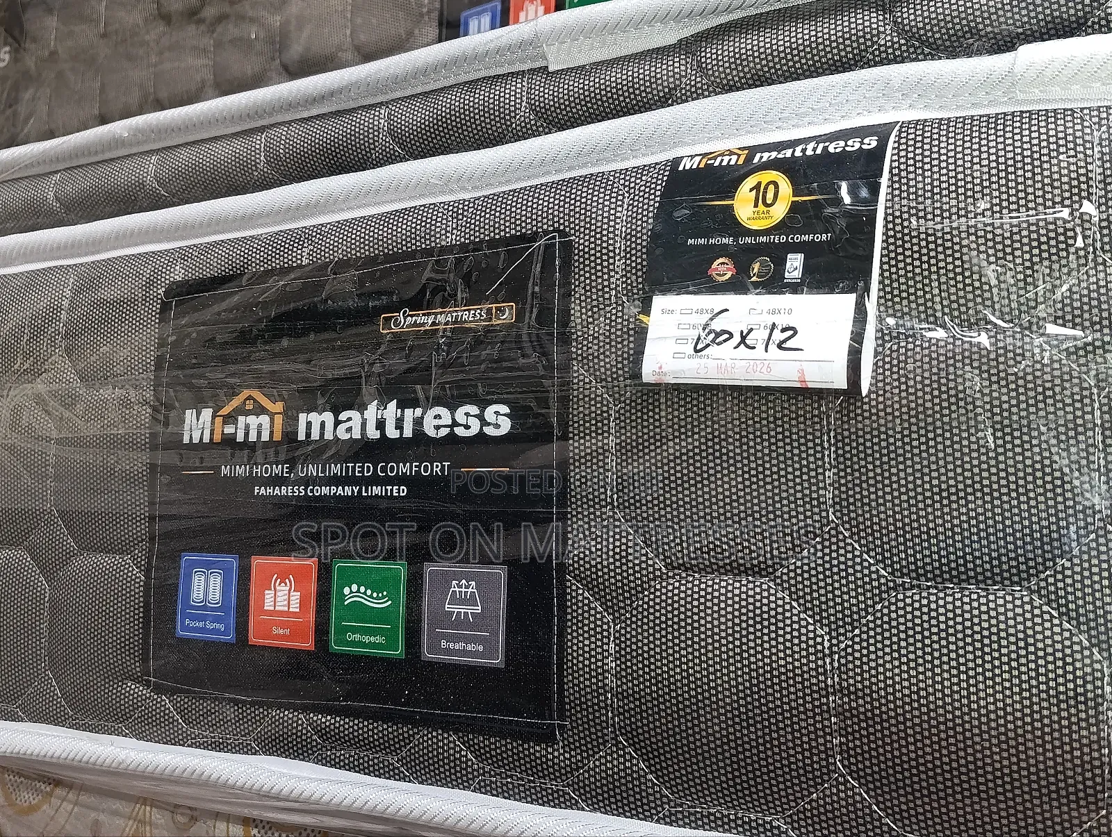 5x6x12 Orthopedic Pocket Spring Mattresses + Pillowtop. Free Delivery