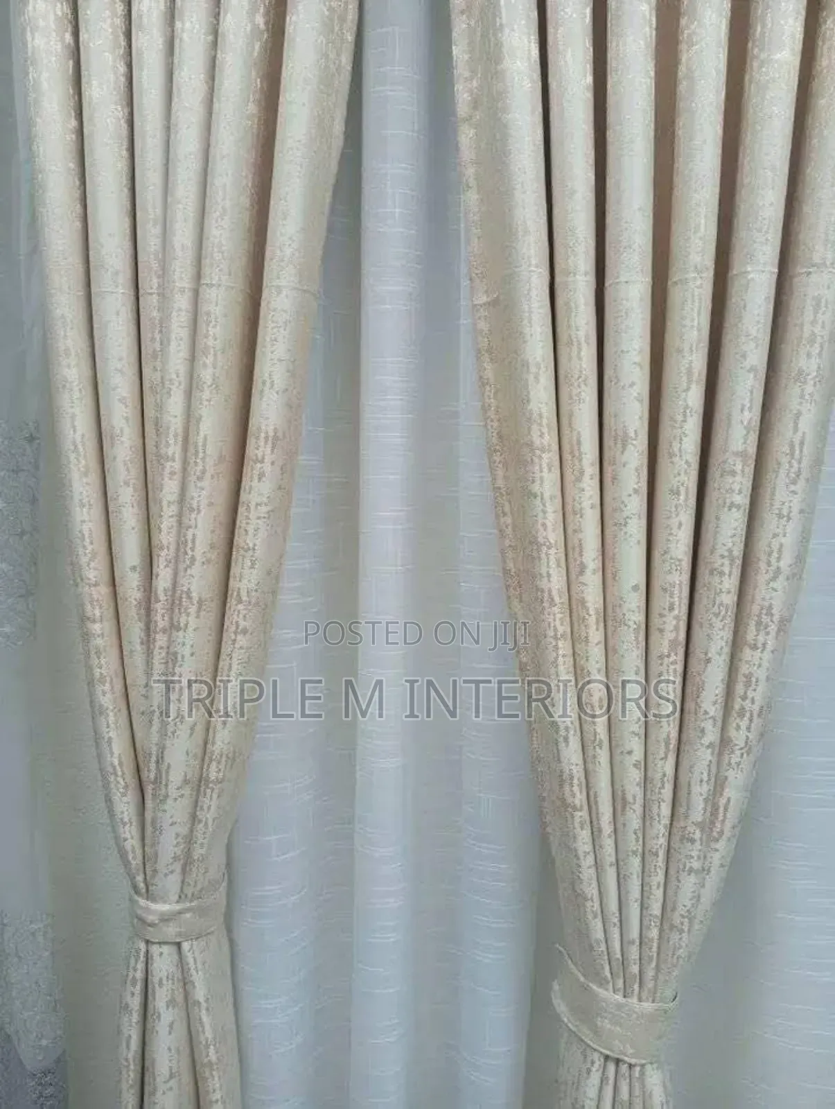 Cream White Black Out Curtains
