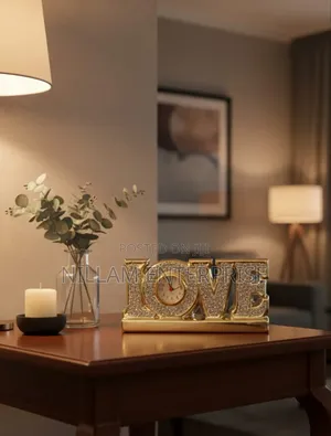 Love" Tabletop Clock Sparkling Decorative Timepiece*