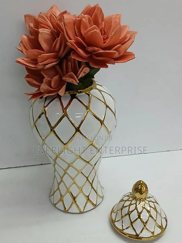 Ceremic Gold-Plated White Vase-Ginger
