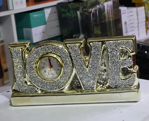 Love" Tabletop Clock Sparkling Decorative Timepiece*