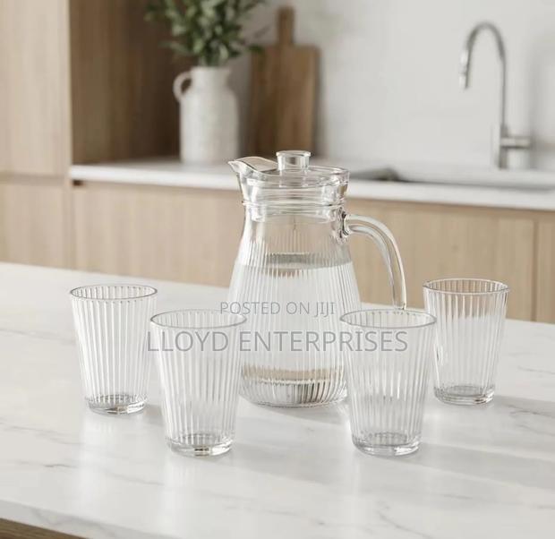 5pcs Ribbed Jug Water Set