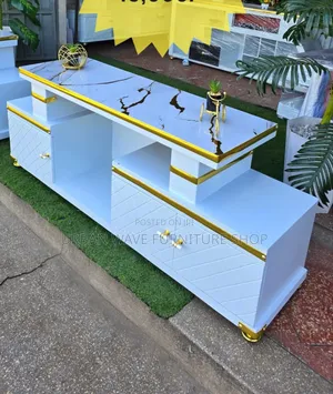 Goldfish Striped Tv Stand With White Colour
