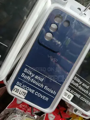 Dark Blue Liquid Silicone Case Designed Vivo V30 Lite Smartphone.