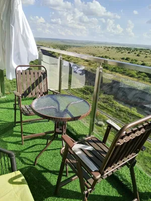 Foldable Chairs and Strong Glass Outdoor Garden Table