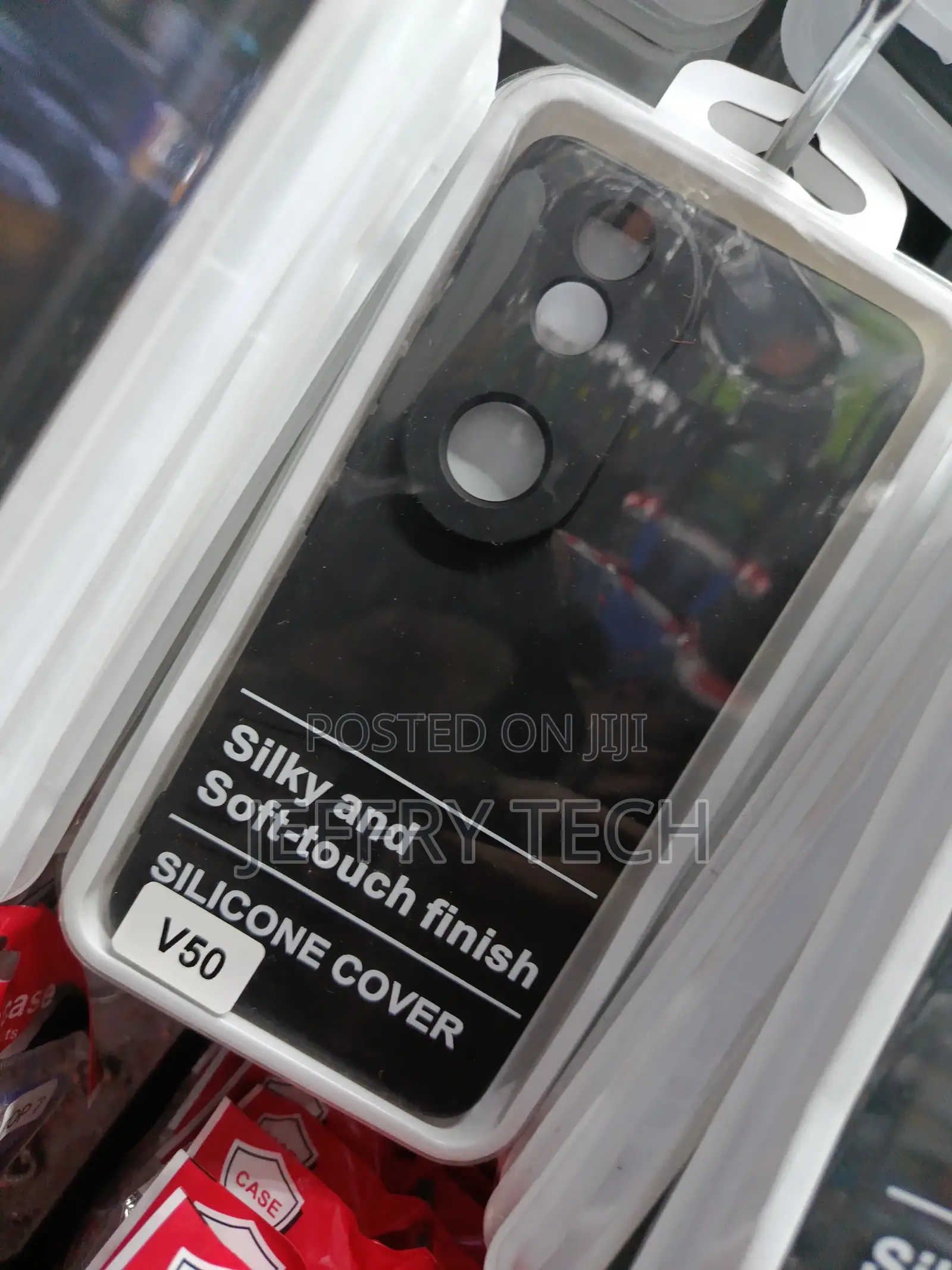 Black Silicone Protective Case Designed for the Vivo V50 Smartphone.